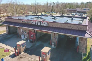 Roof mounted solar panels for Ye Olde Laser Carwash