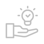 an icon of a hand with a lit lightbulb, representing an idea or solution